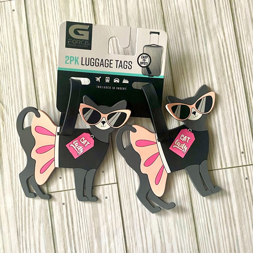 G FORCE Set of 2 Kitty Cats CAT LADY Luggage Tags